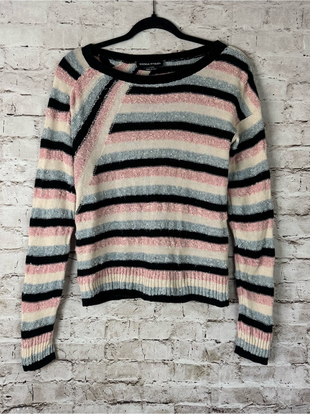 Sonia Rykiel Sweater Size 38 Multicolored Striped Knit Cotton Silk Breton Stripe